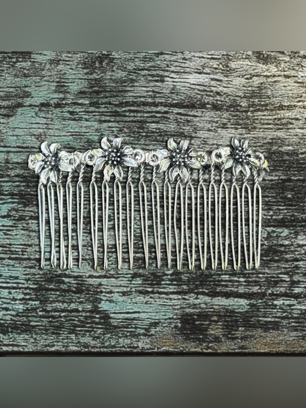 Handmade Silver Flower Hair Comb